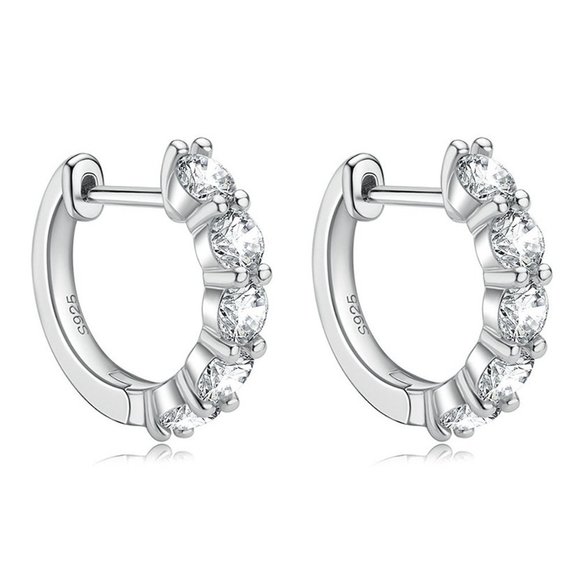 Certified 3ct. t.w. Moissanite Diamond 2cm Huggie Hoop Earrings NEW - Picture 8 of 16